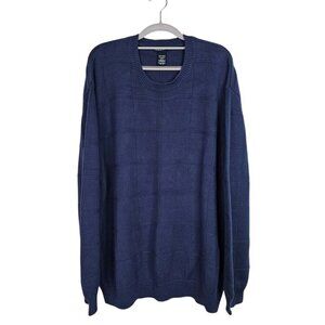 Vintage KNIGHTSBRIDGE Men's Pullover Sweater Size L NAVY BLUE Preppy 100% Cotton